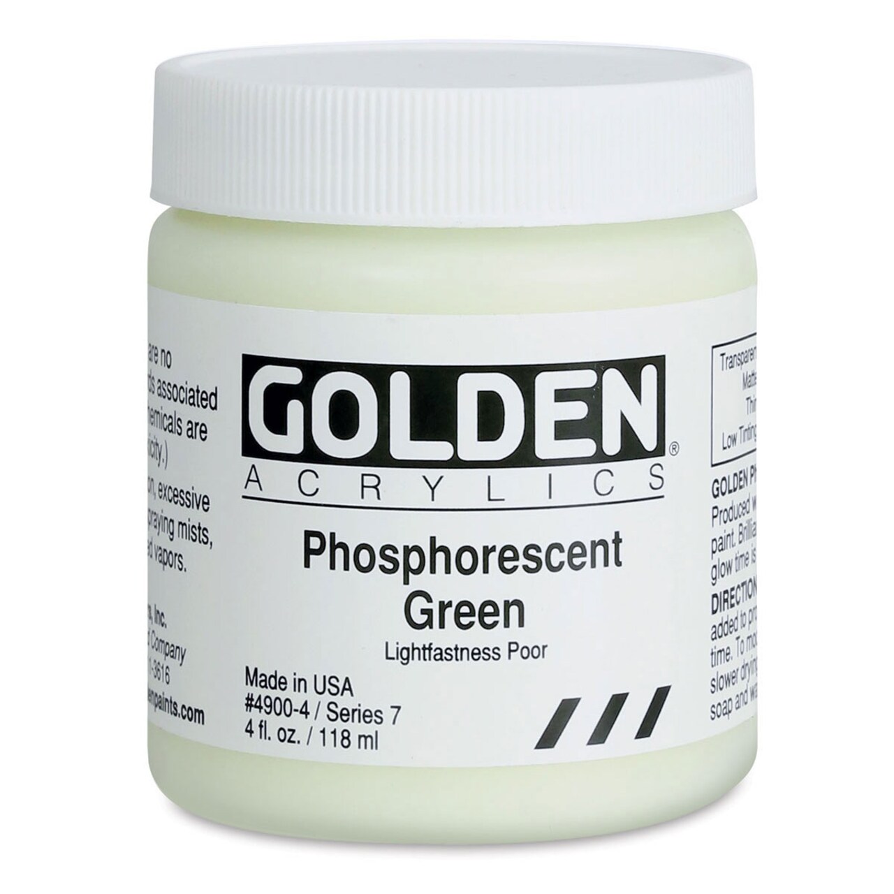 Golden Heavy Body Artist Acrylics - Phosphorescent Green, 4 oz Jar